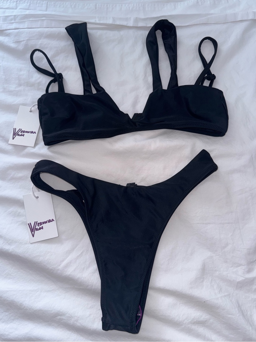 Gemini Top & Bottoms Black Bikini Set